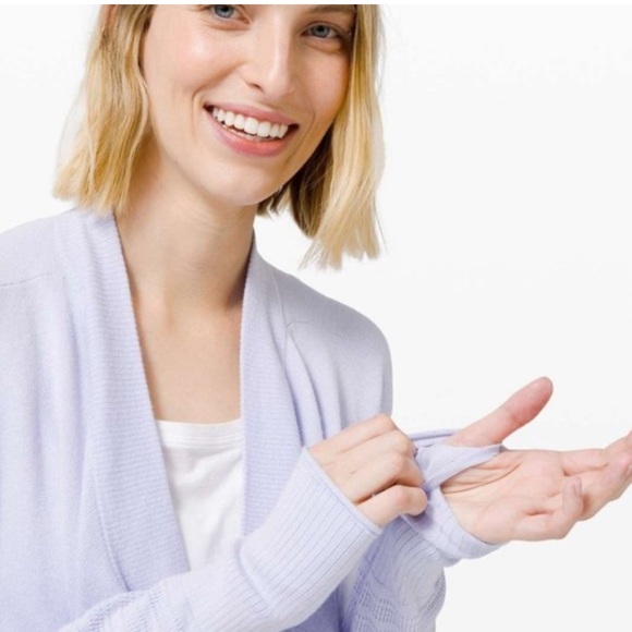 Lavender Open Front Cardigan Sweater - Picture 3 of 7